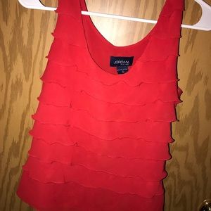 red ruffle shirt